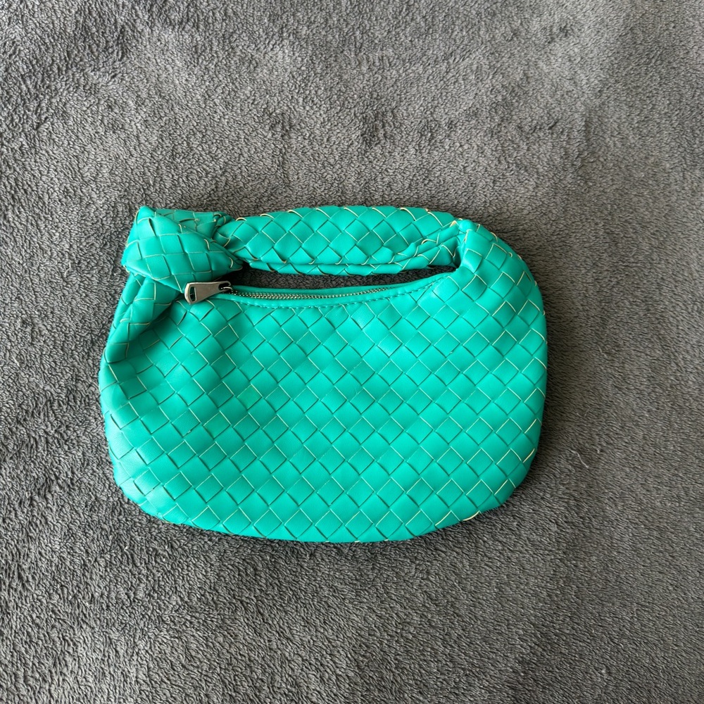 TEAL MINI WOVEN KNOT JODIE BAG